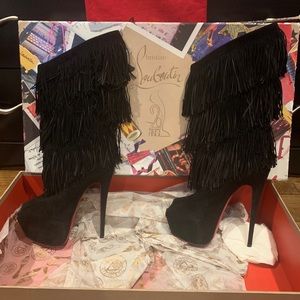 New Christian louboutin black Tina fringe boots 39